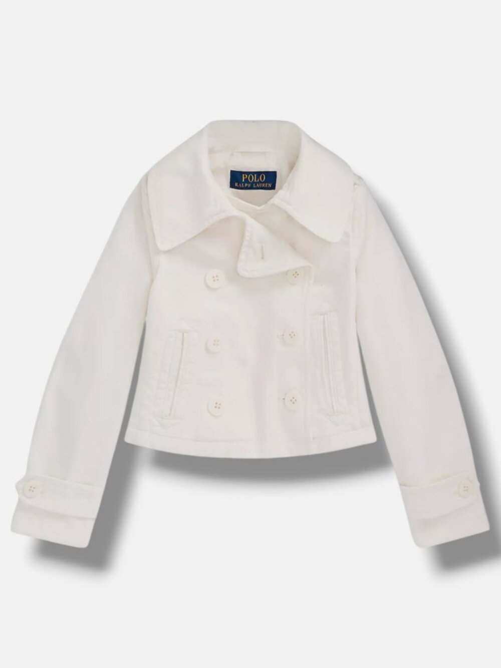Polo Ralph Lauren Girl's White Washed Canvas Peacoat Size 6